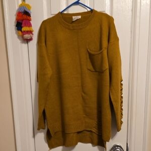 NWOT Mustard Yellow Women's Distressed Sweater Size M/L